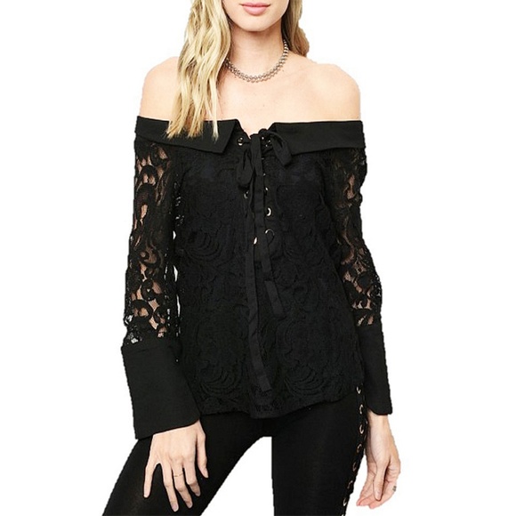 Black Victorian Gothic Steampunk Off Shoulder Top - Picture 6 of 8